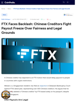 FTX Faces Backlash: Chinese Creditors Fight Payout Freeze Over Fairness and Legal Grounds