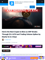 Best Crypto to Explode as XRP Nears $4, Volume Nearly Quadruples in 2 Days