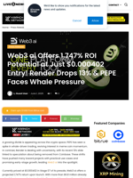 Web3 ai Offers 1,747% ROI Potential at Just $0.000402 Entry! Render Drops 13% & PEPE Faces Whale Pressure  | Live Bitcoin News