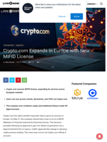 Crypto.com Expands in Europe with New MiFID License | Live Bitcoin News