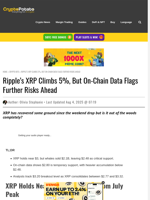 Ripple’s XRP Climbs 5%, But On-Chain Data Flags Further Risks Ahead