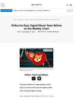 Shiba Inu Eyes Signal Never Seen Before on the Weekly Chart