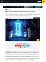 Devs introduce Ethereum R1 layer-2 scaling solution