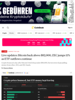 Live updates: Bitcoin back above $82,000, ZEC jumps 11% as ETF outflows continue