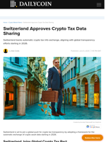 Switzerland Approves Crypto Tax Data Sharing - DailyCoin