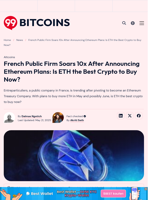 French Firm Up 10x After Ethereum Treasury Pivot