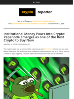 Institutional Money Pours Into Crypto: Pepenode Emerges as one of the Best Crypto to Buy Now