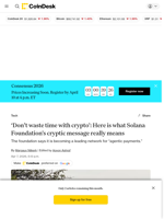 Solana news (SOL): Here is what Solana Foundation's cryptic 'Don’t waste time with crypto' ad really means