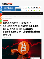 Bloodbath: Bitcoin Shudders Below $114K, BTC and ETH Longs Lead $863M Liquidation Wave - The Crypto News Wire