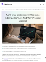 AAVE price prediction: $100 in focus following the “Aave Will Win” Proposal approval - CoinJournal
