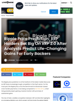 Ripple Price Prediction: XRP Holders Bet Big On XRP 2.0 After Analysts Predict Life-Changing Gains For Early Backers | Live Bitcoin News