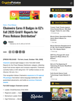 Chainwire Earns 8 Badges in G2’s Fall 2025 Grid® Reports for Press Release Distribution”