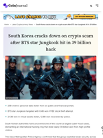 South Korea cracks down on crypto scam after BTS star Jungkook hit in 39 billion hack - CoinJournal