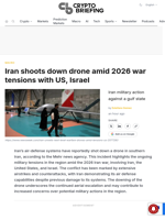 Iran shoots down drone amid 2026 war tensions with US, Israel