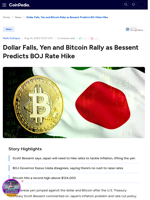Dollar Falls, Yen and Bitcoin Rally as Bessent Predicts BOJ Rate Hike
