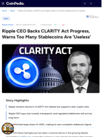 Ripple CEO Backs CLARITY Act Progress