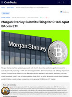 Morgan Stanley Submits Filing for 0.14% Spot Bitcoin ETF