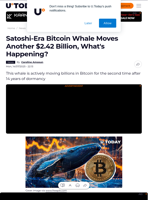 Satoshi-Era Bitcoin Whale Moves Another $2.42 Billion, What's Happening?