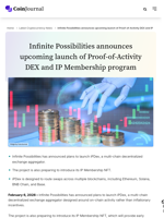 Infinite Possibilities announces upcoming launch of Proof-of-Activity DEX and IP Membership program - CoinJournal