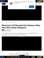 Binance's CZ Reveals Key Reason Why He's Not Using Telegram - U.Today