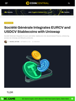 Société Générale Integrates EURCV and USDCV Stablecoins with Uniswap - CoinCentral