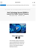 Verb Technology Secures $558M to Launch First Public Toncoin Treasury