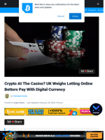 Crypto At The Casino? UK Weighs Letting Online Bettors Pay With Digital Currency