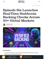 Episode Six Launches Real-Time Stablecoin Backing Checks Across 50+ Global Markets