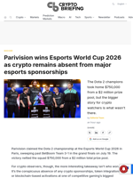 Parivision wins Esports World Cup 2026 as crypto remains absent from major esports sponsorships