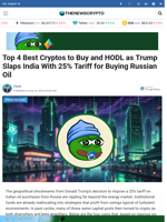 Top 4 Best Cryptos to Buy and HODL as Trump Slaps India With 25% Tariff for Buying Russian Oil