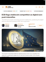ECB flags stablecoin competition as digital euro push intensifies - AMBCrypto