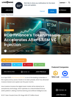 RCO Finance’s Token Presale Accelerates After $7.5M VC Injection | Live Bitcoin News