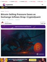 Bitcoin Selling Pressure Eases as Exchange Inflows Drop