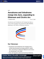 Aerodrome and Velodrome merge into Aero, expanding to Ethereum and Circle’s Arc