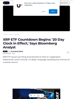 XRP ETF Countdown Begins: '20 Day Clock in Effect,' Says Bloomberg Analyst - U.Today