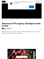 Ethereum ETFs Agony: All Major Funds in Red - U.Today