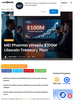MEI Pharma Unveils $100M Litecoin Treasury Plan | Live Bitcoin News