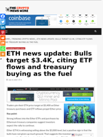 ETH news update: Bulls target $3.4K, citing ETF flows and treasury buying as the fuel - The Crypto News Wire