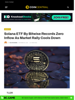 Solana ETF by Bitwise Records Zero Inflow as Market Rally Cools Down