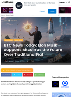 BTC News Today: Elon Musk Supports Bitcoin as the Future Over Traditional Fiat | Live Bitcoin News