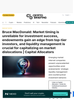 Bruce MacDonald: Market timing is unreliable for investment success, endowments gain an edge from top-tier investors, and liquidity management is crucial for capitalizing on market dislocations | Capital Allocators