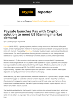 Paysafe launches Pay with Crypto solution to meet US iGaming market demand