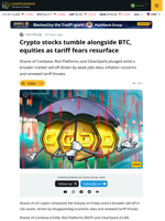 Crypto Stocks Slide as Markets React to Weak Jobs Data