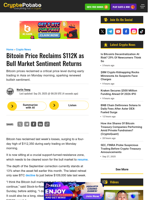 Bitcoin Price Reclaims $112K as Bull Market Sentiment Returns