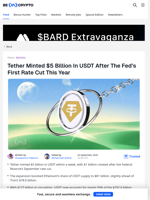 Tether Mints $5 Billion USDT After Fed Rate Cut