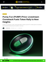 Pump.Fun (PUMP) Price: Livestream Comeback Fuels Token Rally to New Heights - CoinCentral