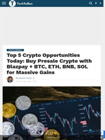 Top 5 Crypto Opportunities Today: Buy Presale Crypto with Blazpay + BTC, ETH, BNB, SOL for Massive Gains - TechBullion