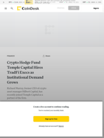Crypto Hedge Fund Temple Capital Hires TradFi Execs as Institutional Demand Grows