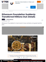 Ethereum Foundation Suddenly Transferred Millions Out: Details