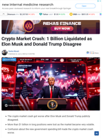 Crypto Market Crash: 1 Billion Liquidated as Elon Musk and Donald